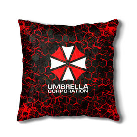 Подушка 3D с принтом UMBRELLA CORPORATION. в Тюмени, наволочка – 100% полиэстер, наполнитель – холлофайбер (легкий наполнитель, не вызывает аллергию). | состоит из подушки и наволочки. Наволочка на молнии, легко снимается для стирки | corp | corporation | resident evil | umbrella | umbrella corporation | зомби апокалипсис | зонт | игра