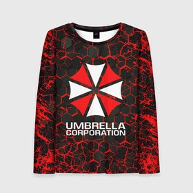 Женский лонгслив 3D с принтом UMBRELLA CORPORATION. в Тюмени, 100% полиэстер | длинные рукава, круглый вырез горловины, полуприлегающий силуэт | corp | corporation | resident evil | umbrella | umbrella corporation | зомби апокалипсис | зонт | игра