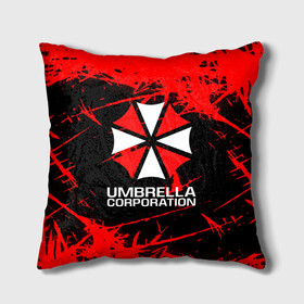 Подушка 3D с принтом UMBRELLA CORPORATION. в Тюмени, наволочка – 100% полиэстер, наполнитель – холлофайбер (легкий наполнитель, не вызывает аллергию). | состоит из подушки и наволочки. Наволочка на молнии, легко снимается для стирки | corp | corporation | resident evil | umbrella | umbrella corporation | зомби апокалипсис | зонт | игра