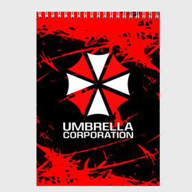 Скетчбук с принтом UMBRELLA CORPORATION в Тюмени, 100% бумага
 | 48 листов, плотность листов — 100 г/м2, плотность картонной обложки — 250 г/м2. Листы скреплены сверху удобной пружинной спиралью | corp | corporation | resident evil | umbrella | umbrella corporation | зомби апокалипсис | зонт | игра