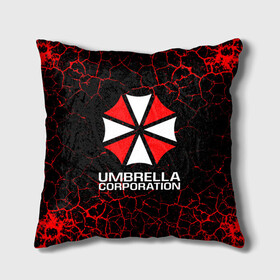 Подушка 3D с принтом UMBRELLA CORPORATION. в Тюмени, наволочка – 100% полиэстер, наполнитель – холлофайбер (легкий наполнитель, не вызывает аллергию). | состоит из подушки и наволочки. Наволочка на молнии, легко снимается для стирки | corp | corporation | resident evil | umbrella | umbrella corporation | зомби апокалипсис | зонт | игра