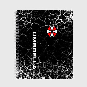 Тетрадь с принтом UMBRELLA CORPORATION в Тюмени, 100% бумага | 48 листов, плотность листов — 60 г/м2, плотность картонной обложки — 250 г/м2. Листы скреплены сбоку удобной пружинной спиралью. Уголки страниц и обложки скругленные. Цвет линий — светло-серый
 | corp | corporation | resident evil | umbrella | umbrella corporation | зомби апокалипсис | зонт | игра