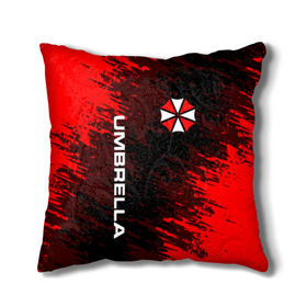 Подушка 3D с принтом UMBRELLA CORPORATION. в Тюмени, наволочка – 100% полиэстер, наполнитель – холлофайбер (легкий наполнитель, не вызывает аллергию). | состоит из подушки и наволочки. Наволочка на молнии, легко снимается для стирки | corp | corporation | resident evil | umbrella | umbrella corporation | зомби апокалипсис | зонт | игра