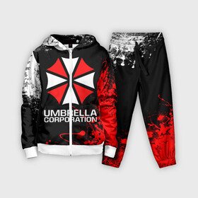 Детский костюм 3D с принтом UMBRELLA CORPORATION. в Тюмени,  |  | corp | corporation | resident evil | umbrella | umbrella corporation | зомби апокалипсис | зонт | игра