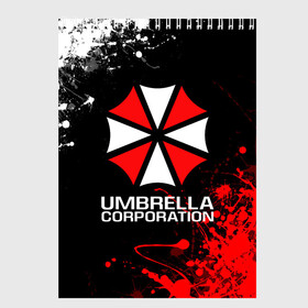 Скетчбук с принтом UMBRELLA CORPORATION в Тюмени, 100% бумага
 | 48 листов, плотность листов — 100 г/м2, плотность картонной обложки — 250 г/м2. Листы скреплены сверху удобной пружинной спиралью | corp | corporation | resident evil | umbrella | umbrella corporation | зомби апокалипсис | зонт | игра