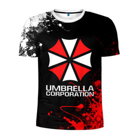 Мужская футболка 3D спортивная с принтом UMBRELLA CORPORATION. в Тюмени, 100% полиэстер с улучшенными характеристиками | приталенный силуэт, круглая горловина, широкие плечи, сужается к линии бедра | Тематика изображения на принте: corp | corporation | resident evil | umbrella | umbrella corporation | зомби апокалипсис | зонт | игра