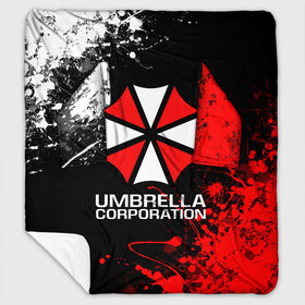 Плед с рукавами с принтом UMBRELLA CORPORATION в Тюмени, 100% полиэстер | Закругленные углы, все края обработаны. Ткань не мнется и не растягивается. Размер 170*145 | Тематика изображения на принте: corp | corporation | resident evil | umbrella | umbrella corporation | зомби апокалипсис | зонт | игра