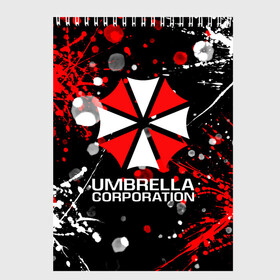 Скетчбук с принтом UMBRELLA CORPORATION в Тюмени, 100% бумага
 | 48 листов, плотность листов — 100 г/м2, плотность картонной обложки — 250 г/м2. Листы скреплены сверху удобной пружинной спиралью | corp | corporation | resident evil | umbrella | umbrella corporation | зомби апокалипсис | зонт | игра