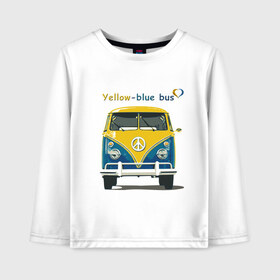 Детский лонгслив хлопок с принтом Я люблю вас (Yellow-blue bus) в Тюмени, 100% хлопок | круглый вырез горловины, полуприлегающий силуэт, длина до линии бедер | 14 февраля | bus | camper | i love you | love you | volkswagen | vw | автобус | автомобилисту | английский | бейсболка | бутылка | валентинов день | водителю | день влюбленных | день святого валент | кепка | кружка | люблю