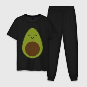 Мужская пижама хлопок с принтом Авокадо (+спина) в Тюмени, 100% хлопок | брюки и футболка прямого кроя, без карманов, на брюках мягкая резинка на поясе и по низу штанин
 | avocado | vegan | vegetarian | авокадо | веган | вегетарианство