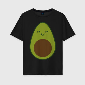 Женская футболка хлопок Oversize с принтом Авокадо (+спина) в Тюмени, 100% хлопок | свободный крой, круглый ворот, спущенный рукав, длина до линии бедер
 | Тематика изображения на принте: avocado | vegan | vegetarian | авокадо | веган | вегетарианство