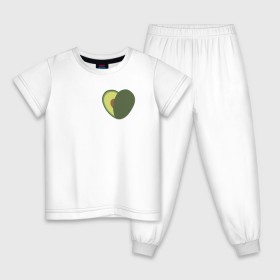 Детская пижама хлопок с принтом Avocado Heart в Тюмени, 100% хлопок |  брюки и футболка прямого кроя, без карманов, на брюках мягкая резинка на поясе и по низу штанин
 | Тематика изображения на принте: avocado | vegan | vegetarian | авокадо | веган | вегетарианство