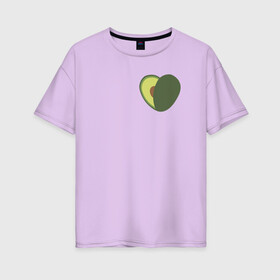 Женская футболка хлопок Oversize с принтом Avocado Heart в Тюмени, 100% хлопок | свободный крой, круглый ворот, спущенный рукав, длина до линии бедер
 | avocado | vegan | vegetarian | авокадо | веган | вегетарианство