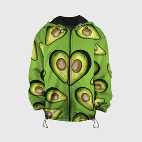 Детская куртка 3D с принтом Люблю авокадо в Тюмени, 100% полиэстер | застежка — молния, подол и капюшон оформлены резинкой с фиксаторами, по бокам — два кармана без застежек, один потайной карман на груди, плотность верхнего слоя — 90 г/м2; плотность флисового подклада — 260 г/м2 | Тематика изображения на принте: food | green | vegetarian | вегетарианец | влюбленность | влюбленные | вместе навсегда | девушке | здоровый | здоровый образ жизни | зелень | кружка | любимая | любимый | люблю | май | натуральный