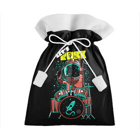 Подарочный 3D мешок с принтом Lets Rock в Тюмени, 100% полиэстер | Размер: 29*39 см | Тематика изображения на принте: art | astronaut | drummer | drums | rock | rocket | space | арт | астронавт | барабанщик | барабаны | космонавт | космос | ракета | рок