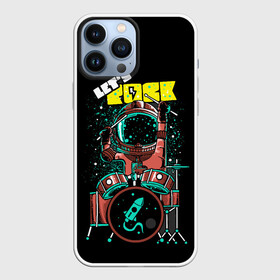 Чехол для iPhone 13 Pro Max с принтом Lets Rock в Тюмени,  |  | art | astronaut | drummer | drums | rock | rocket | space | арт | астронавт | барабанщик | барабаны | космонавт | космос | ракета | рок