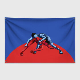 Флаг-баннер с принтом Борьба в Тюмени, 100% полиэстер | размер 67 х 109 см, плотность ткани — 95 г/м2; по краям флага есть четыре люверса для крепления | sport | wrestling | борьба | вольная | греко римская | единоборство | спорт