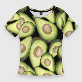 Женская футболка 3D Slim с принтом Avocado background в Тюмени,  |  | food | green | vegan | vegetarian | веган | вегетарианец | диета | здоровое питание | здоровый | здоровый образ жизни | зеленый | зож | кружка | майка | натуральный | овощи | платье | плед | подушка | полезный