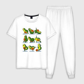 Мужская пижама хлопок с принтом Авокадо в Тюмени, 100% хлопок | брюки и футболка прямого кроя, без карманов, на брюках мягкая резинка на поясе и по низу штанин
 | art | avogato | fitness | авокадо | арт | фитнесс