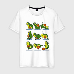 Мужская футболка хлопок с принтом Авокадо в Тюмени, 100% хлопок | прямой крой, круглый вырез горловины, длина до линии бедер, слегка спущенное плечо. | art | avogato | fitness | авокадо | арт | фитнесс