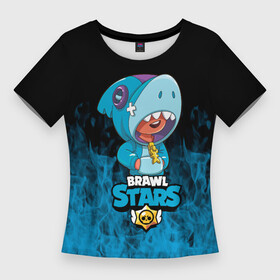 Женская футболка 3D Slim с принтом Brawl stars leon shark в Тюмени,  |  | bea | bib | brawl stars | crow | el brown | leon | max | nita | sally leon | shark | акула | биа | биби | бравл старс | ворон | игра | леон | макс | нита | оборотень | салли леон | сэлли леон | шарк | эл браун