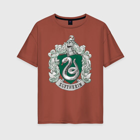 Женская футболка хлопок Oversize с принтом Coat of Slytherin в Тюмени, 100% хлопок | свободный крой, круглый ворот, спущенный рукав, длина до линии бедер
 | vdgerir | гарри поттер | гриффиндор | дамблдор | добби | слизерин | хогвартс