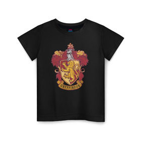 Детская футболка хлопок с принтом Coat of gryffindor в Тюмени, 100% хлопок | круглый вырез горловины, полуприлегающий силуэт, длина до линии бедер | vdgerir | гарри поттер | гриффиндор | дамблдор | добби | слизерин | хогвартс