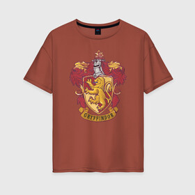 Женская футболка хлопок Oversize с принтом Coat of gryffindor в Тюмени, 100% хлопок | свободный крой, круглый ворот, спущенный рукав, длина до линии бедер
 | vdgerir | гарри поттер | гриффиндор | дамблдор | добби | слизерин | хогвартс