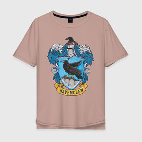 Мужская футболка хлопок Oversize с принтом Coat of Ravenclaw в Тюмени, 100% хлопок | свободный крой, круглый ворот, “спинка” длиннее передней части | Тематика изображения на принте: vdgerir | гарри поттер | гриффиндор | дамблдор | добби | слизерин | хогвартс
