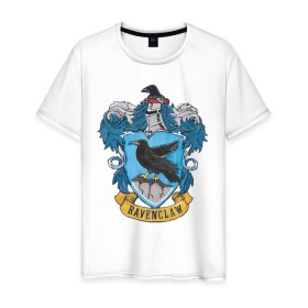 Мужская футболка хлопок с принтом Coat of Ravenclaw в Тюмени, 100% хлопок | прямой крой, круглый вырез горловины, длина до линии бедер, слегка спущенное плечо. | vdgerir | гарри поттер | гриффиндор | дамблдор | добби | слизерин | хогвартс
