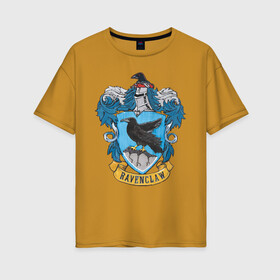 Женская футболка хлопок Oversize с принтом Coat of Ravenclaw в Тюмени, 100% хлопок | свободный крой, круглый ворот, спущенный рукав, длина до линии бедер
 | vdgerir | гарри поттер | гриффиндор | дамблдор | добби | слизерин | хогвартс