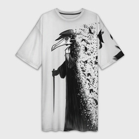 Платье-футболка 3D с принтом Чумной доктор в Тюмени,  |  | lord | plague | болезнь | вороны | доктор | маска | птицы | чумной