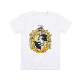 Детская футболка хлопок с принтом Coat of Hufflepuff в Тюмени, 100% хлопок | круглый вырез горловины, полуприлегающий силуэт, длина до линии бедер | vdgerir | гарри поттер | гриффиндор | дамблдор | добби | слизерин | хогвартс