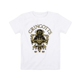 Детская футболка хлопок с принтом Coat of Gringotts в Тюмени, 100% хлопок | круглый вырез горловины, полуприлегающий силуэт, длина до линии бедер | vdgerir | гарри поттер | гринготс