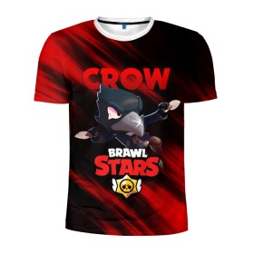 Мужская футболка 3D спортивная с принтом BRAWL STARS CROW в Тюмени, 100% полиэстер с улучшенными характеристиками | приталенный силуэт, круглая горловина, широкие плечи, сужается к линии бедра | bibi | brawl stars | crow | el brown | leon | leon shark | max | sally leon | shark | stars | werewolf | акула | биби | ворон | леон | оборотень
