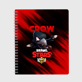 Тетрадь с принтом BRAWL STARS CROW в Тюмени, 100% бумага | 48 листов, плотность листов — 60 г/м2, плотность картонной обложки — 250 г/м2. Листы скреплены сбоку удобной пружинной спиралью. Уголки страниц и обложки скругленные. Цвет линий — светло-серый
 | bibi | brawl stars | crow | el brown | leon | leon shark | max | sally leon | shark | stars | werewolf | акула | биби | ворон | леон | оборотень