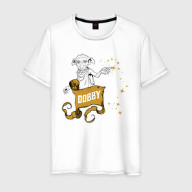 Мужская футболка хлопок с принтом Dobby в Тюмени, 100% хлопок | прямой крой, круглый вырез горловины, длина до линии бедер, слегка спущенное плечо. | vdgerir | гарри поттер | гриффиндор | дамблдор | добби | слизерин | хогвартс