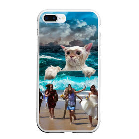 Чехол для iPhone 7Plus/8 Plus матовый с принтом Морской Кошак в Тюмени, Силикон | Область печати: задняя сторона чехла, без боковых панелей | cat | mem | mems | вода | волны | кот | котейка | котик | кошак | кошка | мем | мем с котом | мемы | мемы с котом | мокрый кот | море | морской кот | морской кошак | облака | океан | прикол | приколы | тучи | шторм