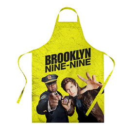 Фартук 3D с принтом Brooklyn Nine-Nine в Тюмени, 100% полиэстер | общий размер — 65 х 85 см, ширина нагрудника — 26 см, горловина — 53 см, длина завязок — 54 см, общий обхват в поясе — 173 см. Принт на завязках и на горловине наносится с двух сторон, на основной части фартука — только с внешней стороны | Тематика изображения на принте: 7 сезон | 99 участок | brooklyn nine nine | бруклин | бруклин 9 9 | комедия