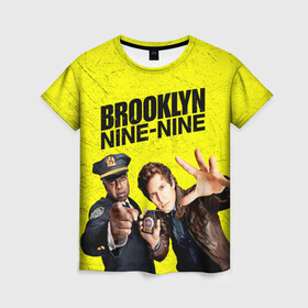 Женская футболка 3D с принтом Brooklyn Nine-Nine в Тюмени, 100% полиэфир ( синтетическое хлопкоподобное полотно) | прямой крой, круглый вырез горловины, длина до линии бедер | Тематика изображения на принте: 7 сезон | 99 участок | brooklyn nine nine | бруклин | бруклин 9 9 | комедия