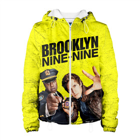 Женская куртка 3D с принтом Brooklyn Nine-Nine в Тюмени, ткань верха — 100% полиэстер, подклад — флис | прямой крой, подол и капюшон оформлены резинкой с фиксаторами, два кармана без застежек по бокам, один большой потайной карман на груди. Карман на груди застегивается на липучку | Тематика изображения на принте: 7 сезон | 99 участок | brooklyn nine nine | бруклин | бруклин 9 9 | комедия