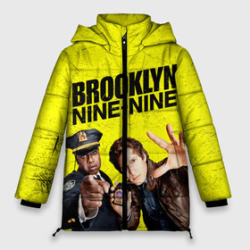 Женская зимняя куртка 3D с принтом Brooklyn Nine-Nine в Тюмени, верх — 100% полиэстер; подкладка — 100% полиэстер; утеплитель — 100% полиэстер | длина ниже бедра, силуэт Оверсайз. Есть воротник-стойка, отстегивающийся капюшон и ветрозащитная планка. 

Боковые карманы с листочкой на кнопках и внутренний карман на молнии | Тематика изображения на принте: 7 сезон | 99 участок | brooklyn nine nine | бруклин | бруклин 9 9 | комедия