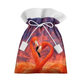 Подарочный 3D мешок с принтом Flamingo Love в Тюмени, 100% полиэстер | Размер: 29*39 см | Тематика изображения на принте: 14 февраля | 8 марта | валентинов день | верность | влюбленность | влюбленные | вместе | вместе навсегда | девушке | женат | женский день | женский праздник | закат | замужем | кружка | любимая
