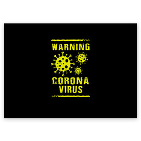 Поздравительная открытка с принтом Warning Corona Virus в Тюмени, 100% бумага | плотность бумаги 280 г/м2, матовая, на обратной стороне линовка и место для марки
 | 2019 | 2019 ncov | 2020 | corona | coronavirus | market | ncov | pneumonia | seafood | virus | warning | wuhan | вирус | внимание | китай | коронавирус | осторожно | ухань | уханьский коронавирус | штамм