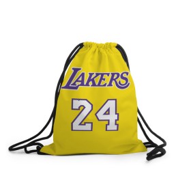 Рюкзак-мешок 3D с принтом Kobe Bryant 24 в Тюмени, 100% полиэстер | плотность ткани — 200 г/м2, размер — 35 х 45 см; лямки — толстые шнурки, застежка на шнуровке, без карманов и подкладки | 24 | basketball | kobe bryant | lakers | nba