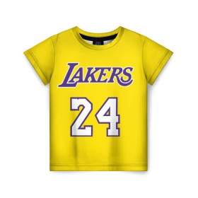 Детская футболка 3D с принтом Kobe Bryant 24 в Тюмени, 100% гипоаллергенный полиэфир | прямой крой, круглый вырез горловины, длина до линии бедер, чуть спущенное плечо, ткань немного тянется | 24 | basketball | kobe bryant | lakers | nba
