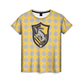 Женская футболка 3D с принтом Coat of Hufflepuff в Тюмени, 100% полиэфир ( синтетическое хлопкоподобное полотно) | прямой крой, круглый вырез горловины, длина до линии бедер | vdgerir | гарри поттер | гриффиндор | дамблдор | добби | слизерин | хогвартс