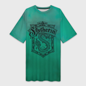 Платье-футболка 3D с принтом Coat of Slytherin в Тюмени,  |  | vdgerir | гарри поттер | гриффиндор | дамблдор | добби | слизерин | хогвартс