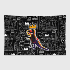 Флаг-баннер с принтом Basquiat Dinosaur в Тюмени, 100% полиэстер | размер 67 х 109 см, плотность ткани — 95 г/м2; по краям флага есть четыре люверса для крепления | Тематика изображения на принте: art | louis vuitton | lv