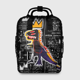 Женский рюкзак 3D с принтом Basquiat Dinosaur в Тюмени, 100% полиэстер | лямки с регулируемой длиной, сверху ручки, чтобы рюкзак нести как сумку. Основное отделение закрывается на молнию, как и внешний карман. Внутри два дополнительных кармана, один из которых закрывается на молнию. По бокам два дополнительных кармашка, куда поместится маленькая бутылочка
 | Тематика изображения на принте: art | louis vuitton | lv